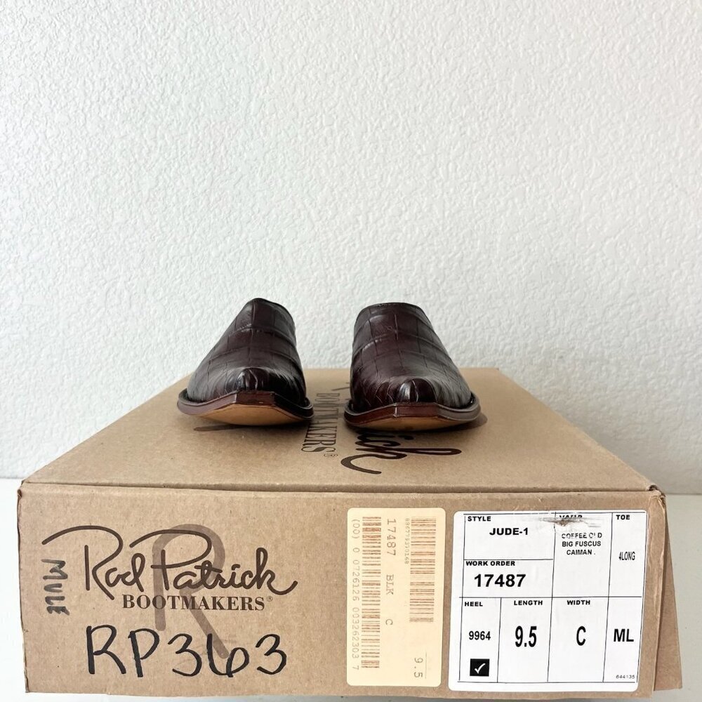 Rod Patrick Womens Mules 9.5 C Brown Caiman Leather Western Slip On Boots Shoes - Picture 10 of 11